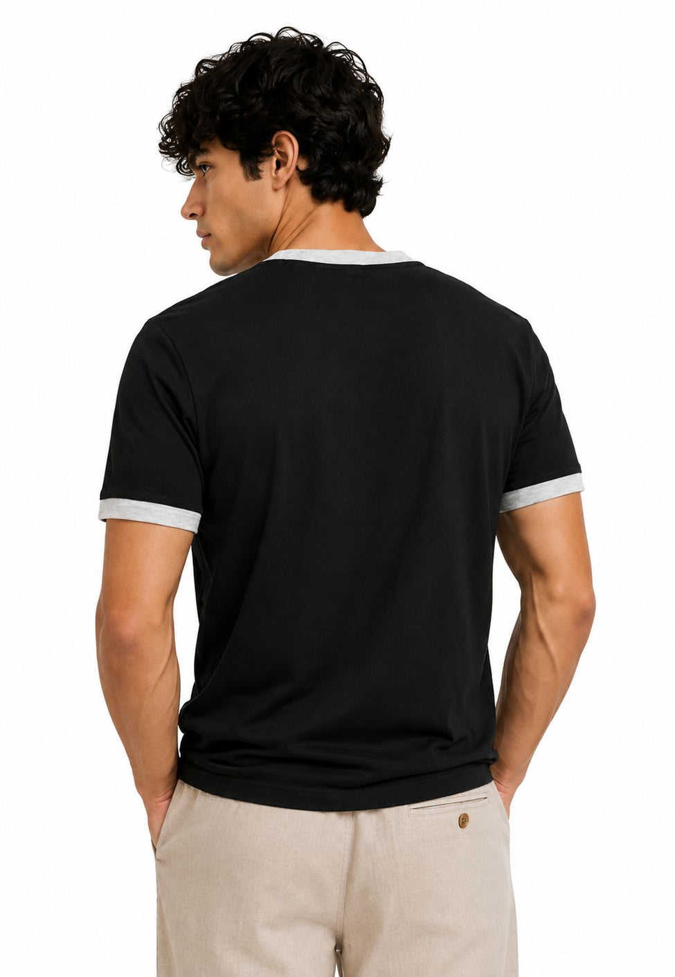 Crew Neck Contrast Trim Regular Fit T-Shirt