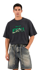 Box fit Green Print T-Shirt