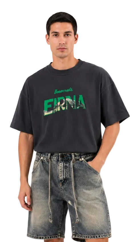 Box fit Green Print T-Shirt