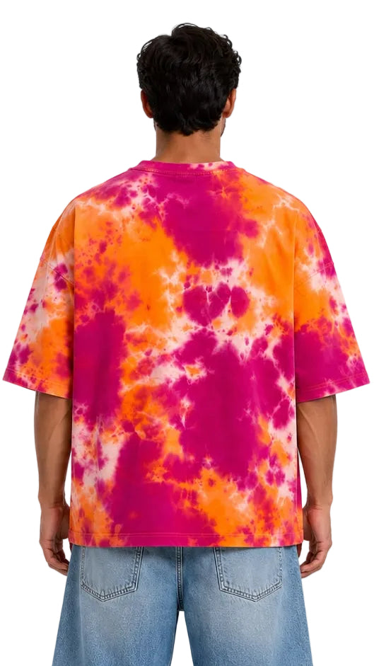 Sunburst Tie-Dye Oversized Tee – Neon Sunset