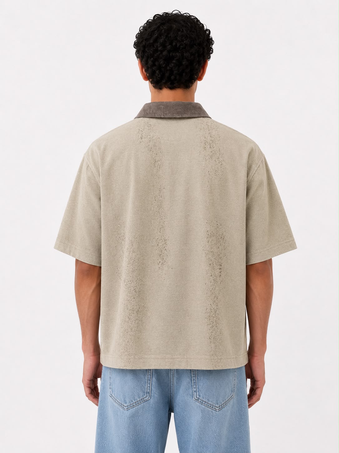 Wash Open Contrast Collar Box Fit Shirt