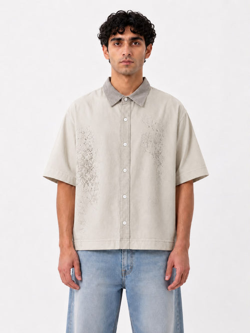 Wash Open Contrast Collar Box Fit Shirt