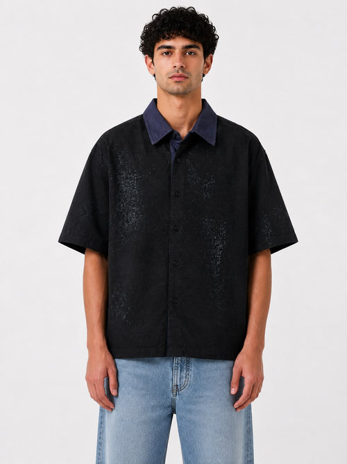 Wash Open Contrast Collar Box Fit Shirt