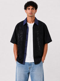 Wash Open Contrast Collar Box Fit Shirt