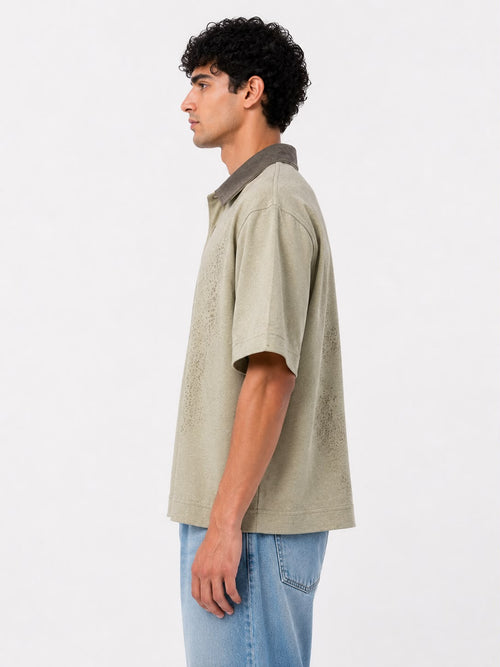 Wash Open Contrast Collar Box Fit Shirt