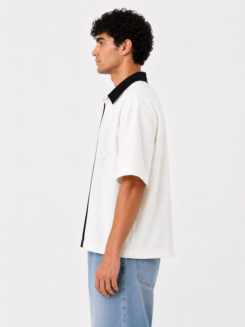 Wash Open Contrast Collar Box Fit Shirt