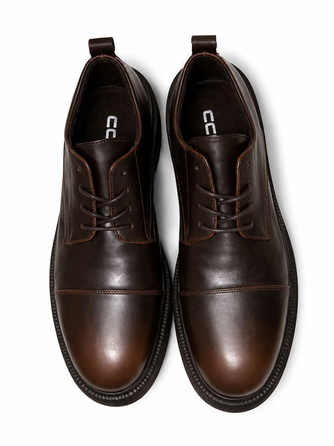 Line Chunky Sole Leather Derby Shoes