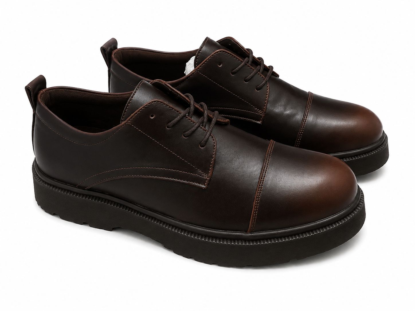 Line Chunky Sole Leather Derby Shoes