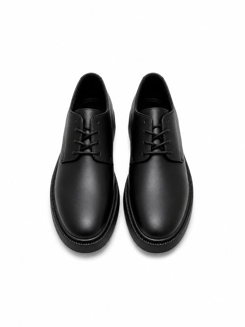Chunky Sole Leather Derby Shoes