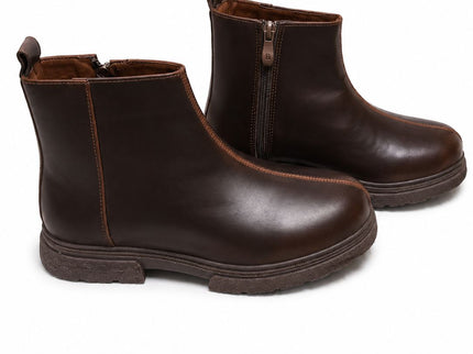 Brown Zip-Up Ankle Boots