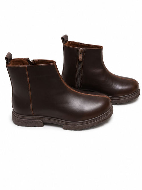 Women’s Brown Zip-Up Ankle Boots