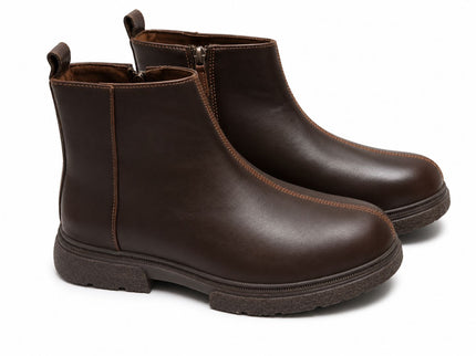 Brown Zip-Up Ankle Boots