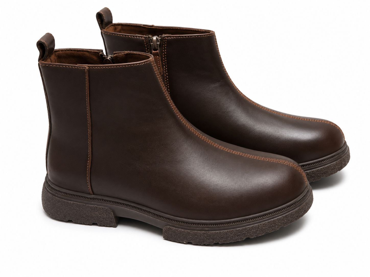 Women’s Brown Zip-Up Ankle Boots