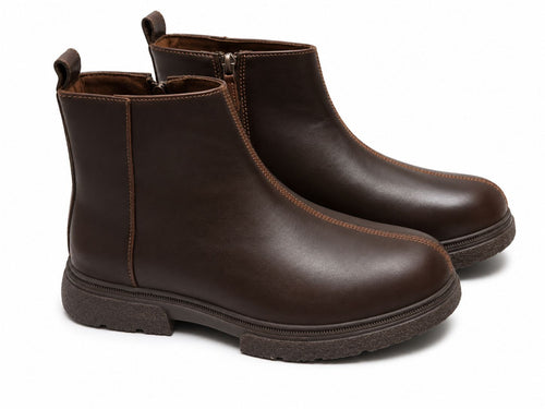 Women’s Brown Zip-Up Ankle Boots