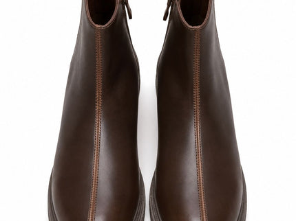 Brown Zip-Up Ankle Boots