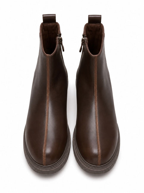 Brown Zip-Up Ankle Boots
