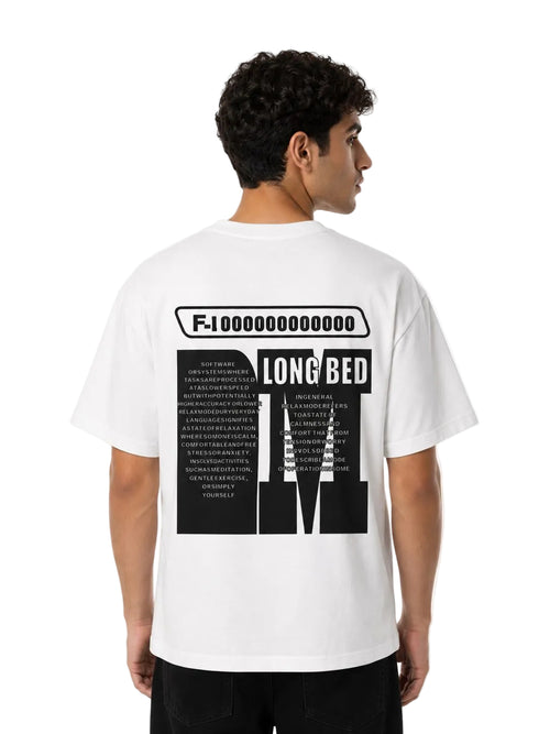 Long Bed Graphic Box Fit T-Shirt – White