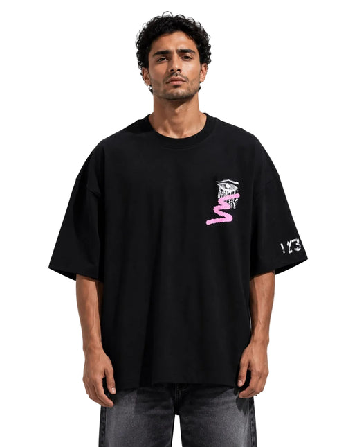 Box Fit Colored Back Print T-Shirt