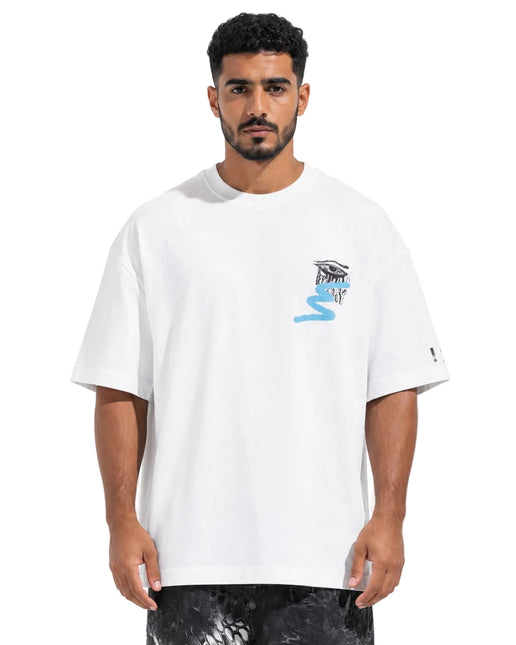 Box Fit Colored Back Print T-Shirt