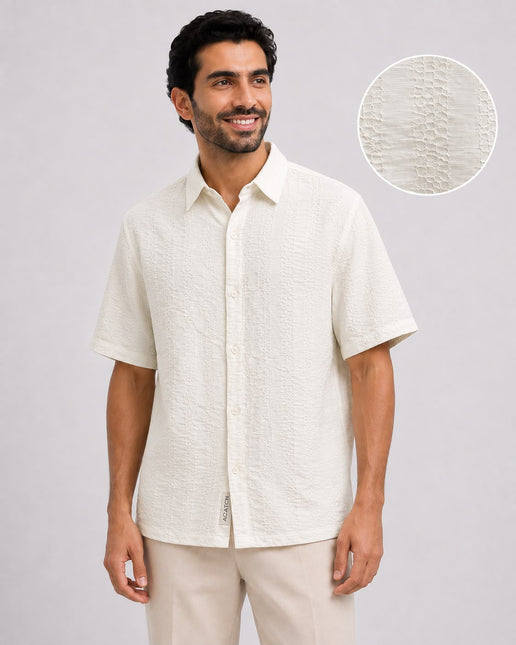 Zigzag Textured Resort Shirt