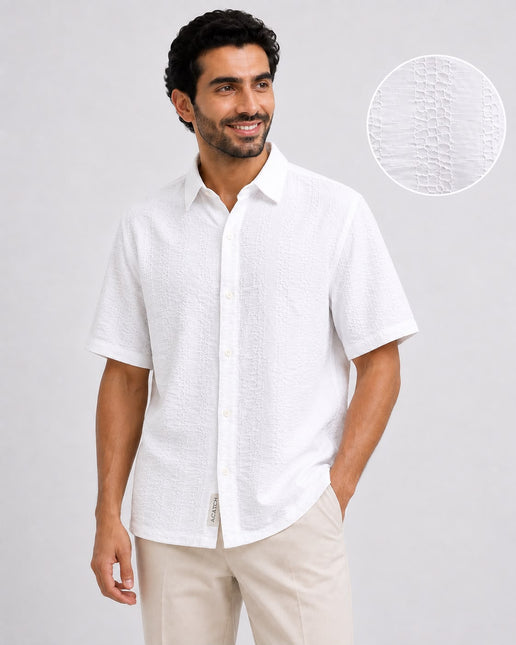 Zigzag Textured Resort Shirt