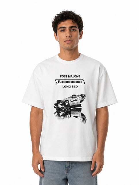 Long Bed Graphic Box Fit T-Shirt – White