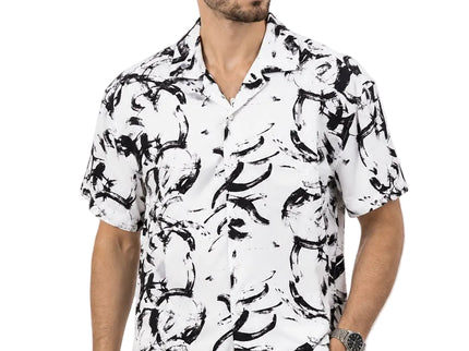 Black & White Abstract Print Resort Shirt