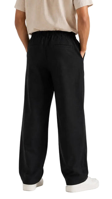 Linen Blend Wide Leg Trousers