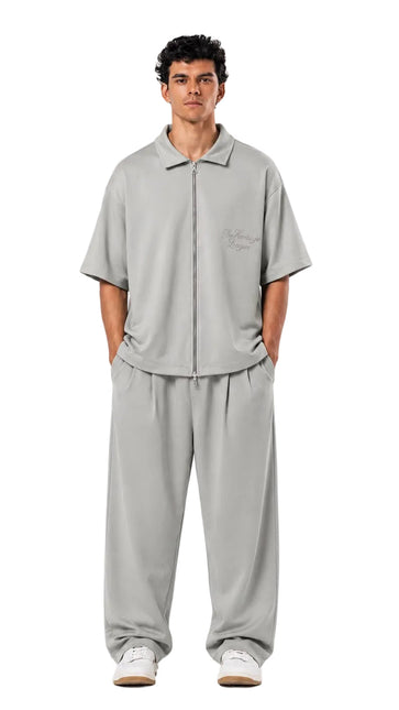 Zip-Up Collar Oversized Fit Suit