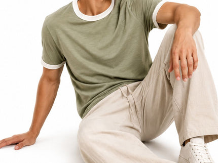 Crew Neck Contrast Trim Regular Fit T-Shirt