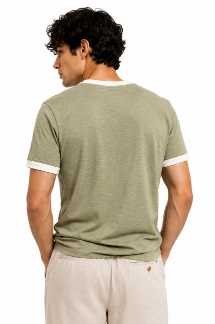 Crew Neck Contrast Trim Regular Fit T-Shirt