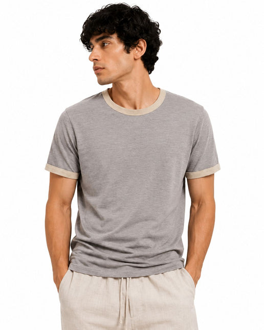Crew Neck Contrast Trim Regular Fit T-Shirt