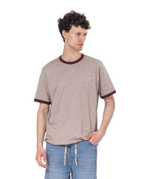 Crew Neck Contrast Trim Regular Fit T-Shirt