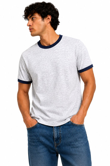 Crew Neck Contrast Trim Regular Fit T-Shirt