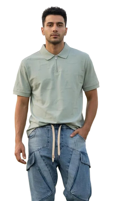 Monogram Half Zip Oversized Polo T-Shirt