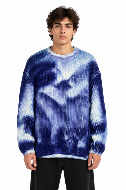 CATCH Blue Marbled Knit Sweater