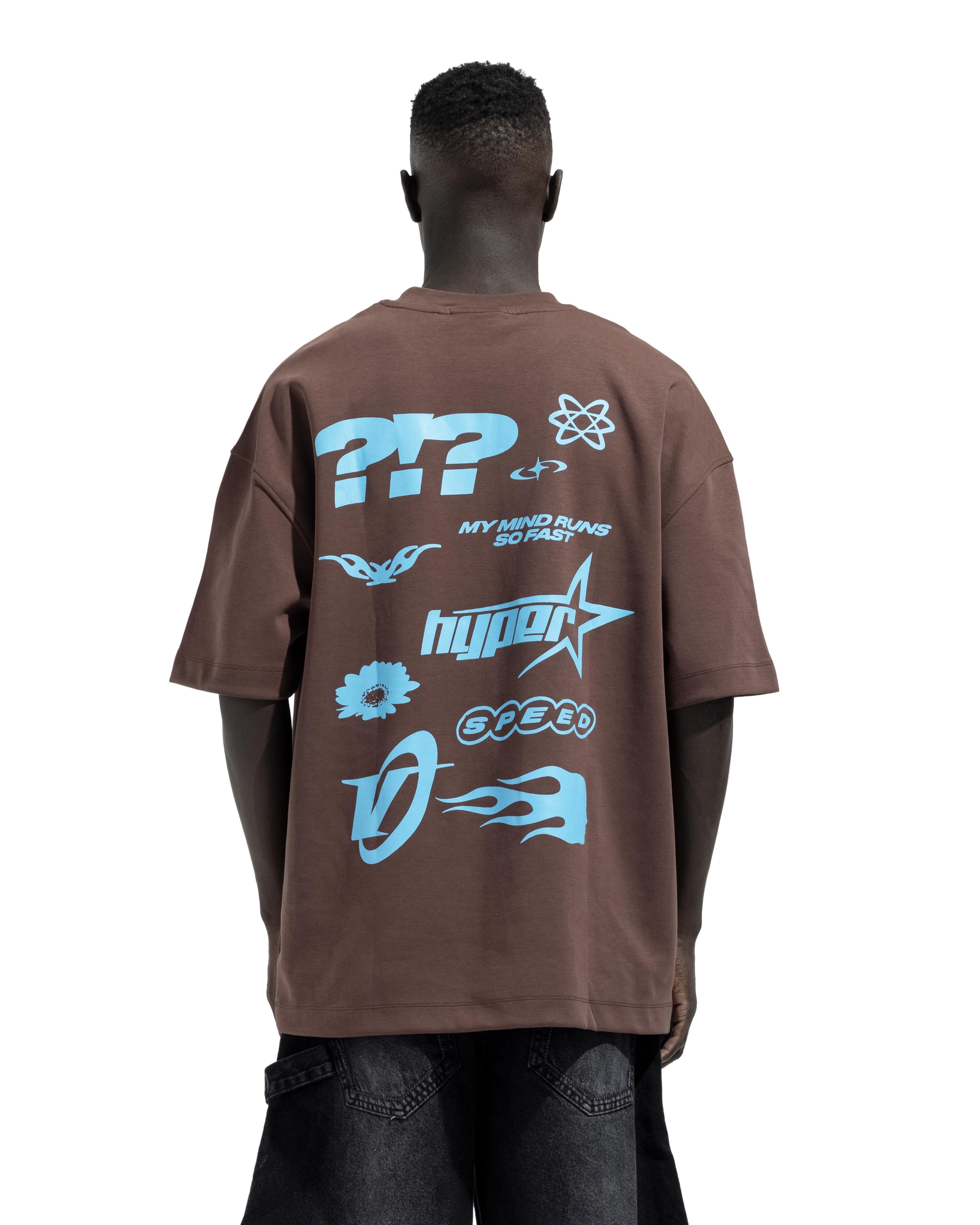 Box fit Brown Hyper Printed  T-Shirt