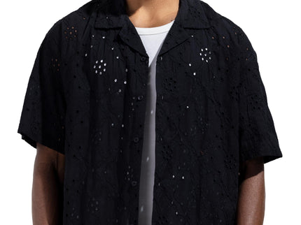 Eyelet Embroidery Camp Collar Shirt