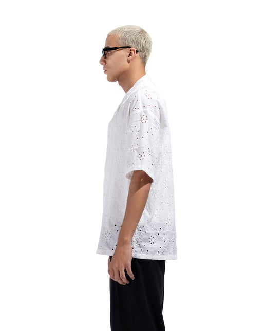 Eyelet Embroidery Camp Collar Shirt