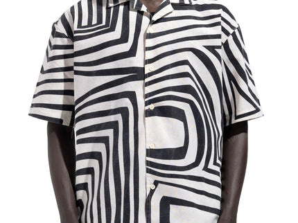 Structured Lines Cuban Collar Linen Shirt