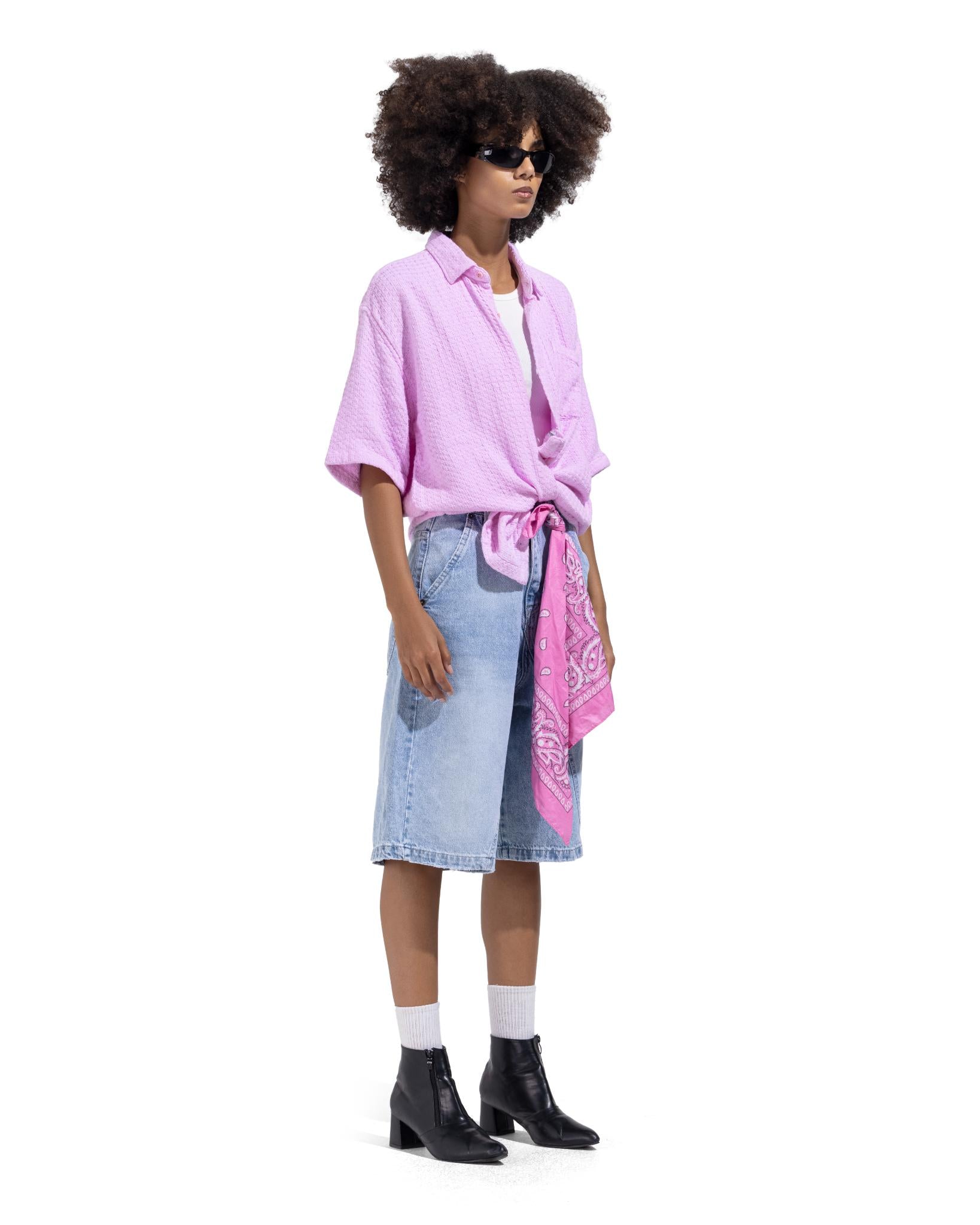 Short Sleeve Shirt In Purple