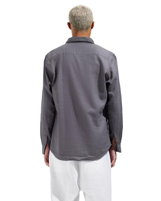 Linen Regular Fit Long Sleeve Shirt - Gray