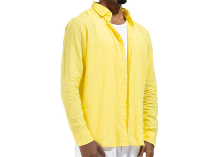Linen Regular Fit Long Sleeve Shirt - Yellow