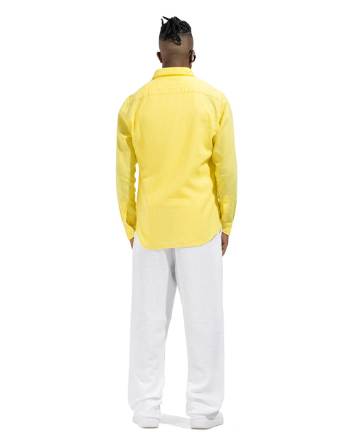 Linen Regular Fit Long Sleeve Shirt - Yellow