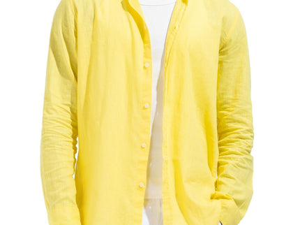 Linen Regular Fit Long Sleeve Shirt - Yellow