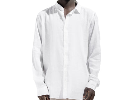 Linen Regular Fit Long Sleeve Shirt - White