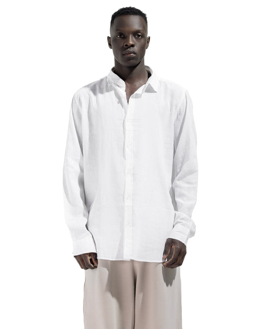 Linen Regular Fit Long Sleeve Shirt - White
