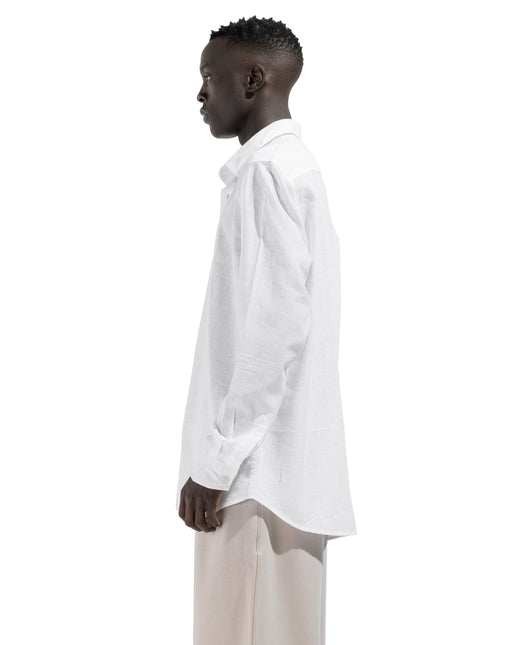 Linen Regular Fit Long Sleeve Shirt - White