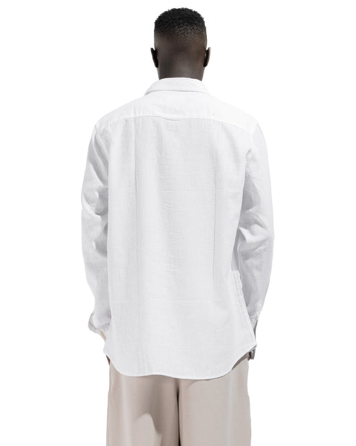 Linen Regular Fit Long Sleeve Shirt - White