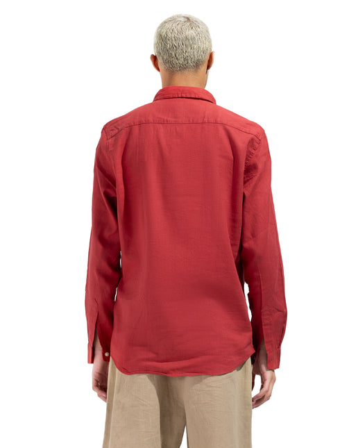 Linen Regular Fit Long Sleeve Shirt - Red